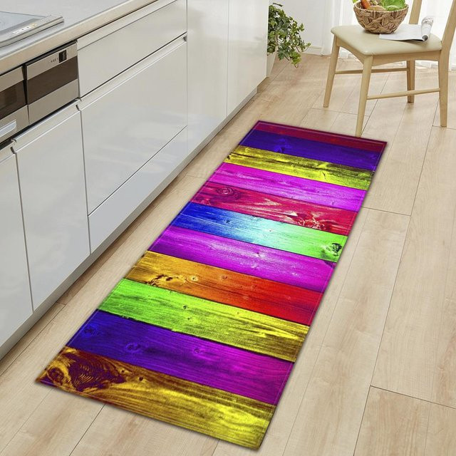 Rutschfeste moderne Küchenmatte von YIMENG in gestreiftem Design, mehrfarbig, B/T: 60 x 40 cm - Bild 1
