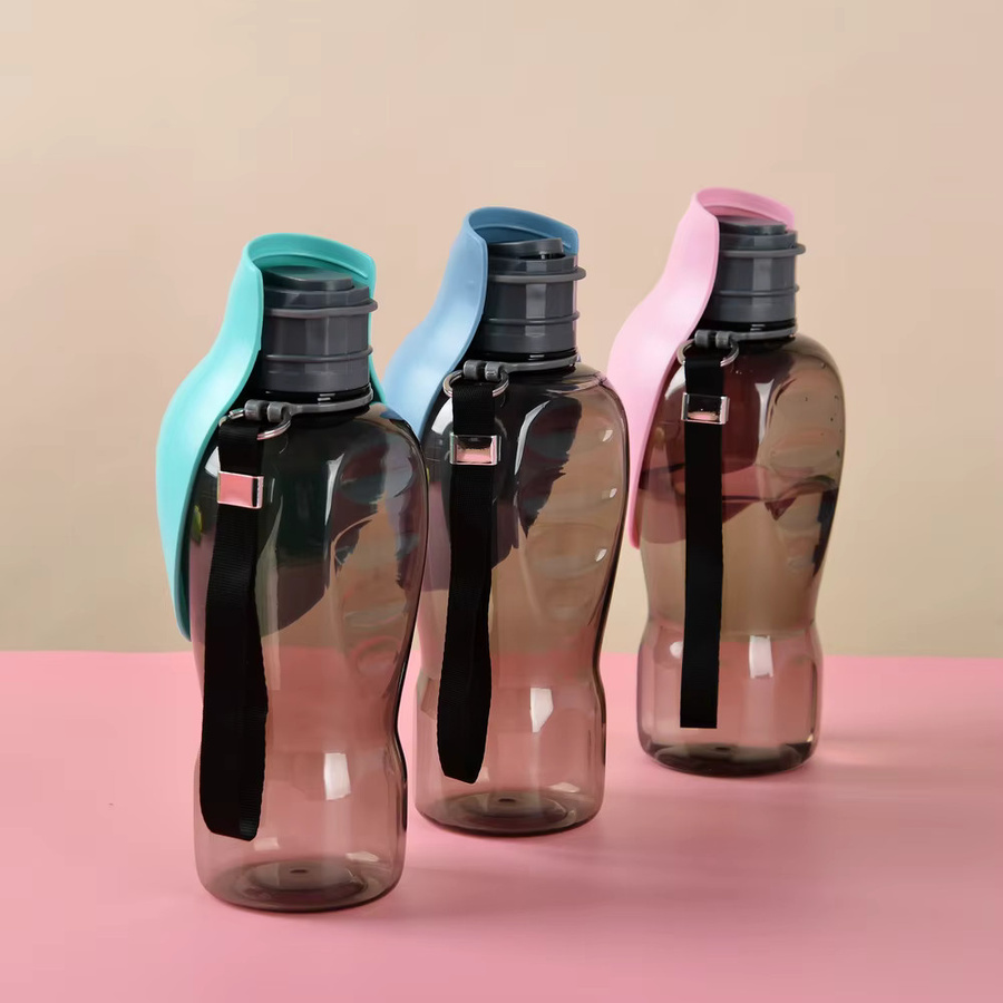 Holapet Tragbare Hundetrinkflasche mit faltbarer Schüssel für Hunde und Katzen, 800ml, Blau/Grau - Bild 2
