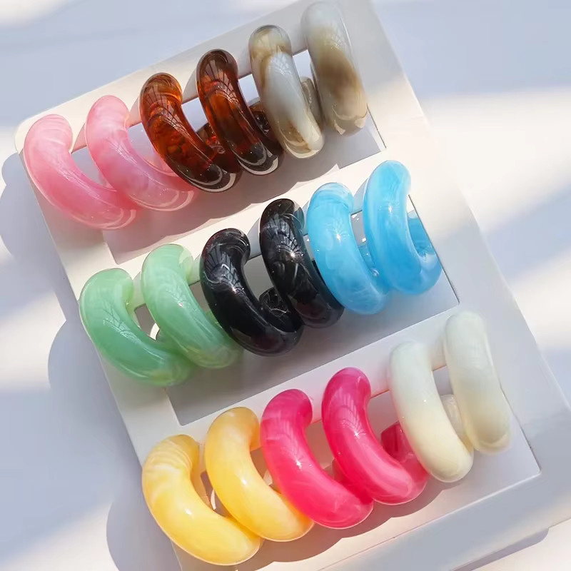 Ohrringe Creolen-Set, Acryl, Bunt, Damen - Bild 2