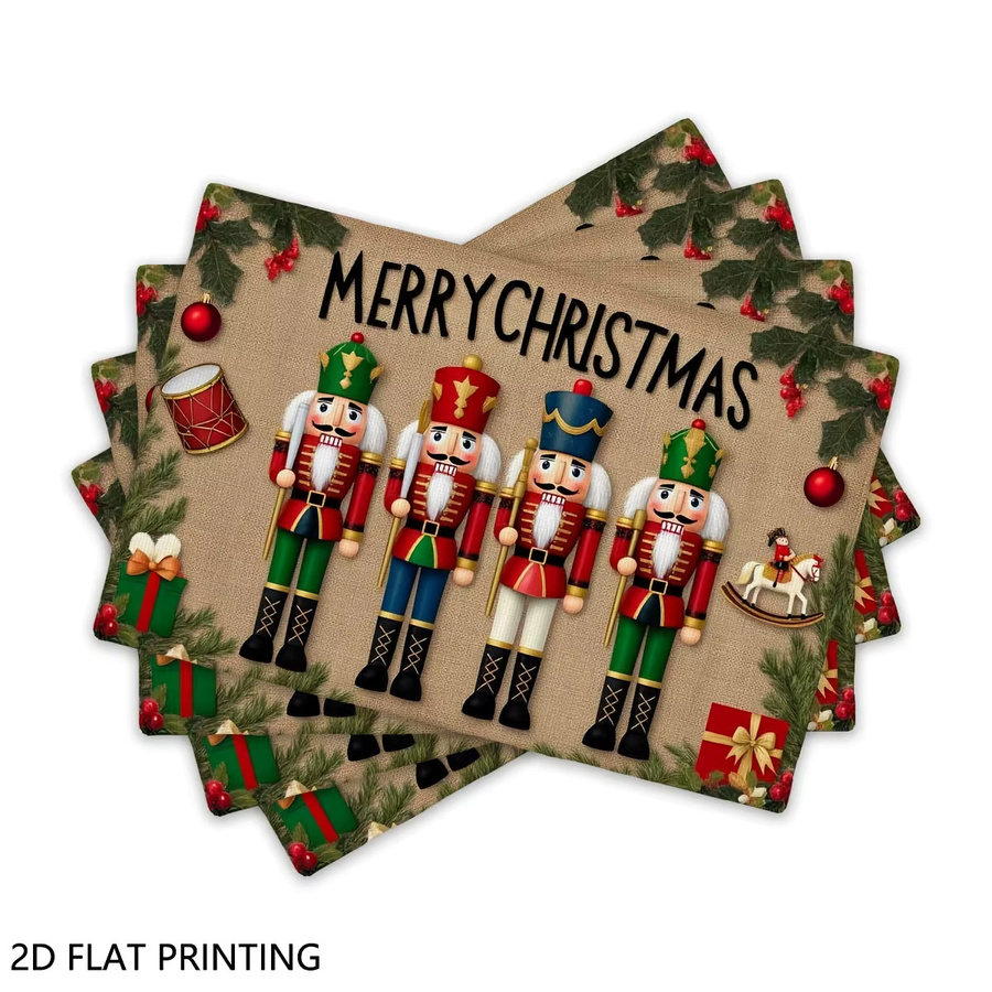 VIKAMA Weihnachts-Tischsets Nussknacker Design, wasserdicht und leicht zu reinigen, Mehrfarbig, B/T: 45 x 30 cm - Bild 2