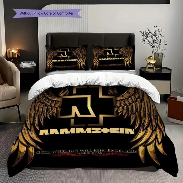 Rammstein Bettwäsche-Set dreiteilig von Yangyang Selection in Schwarz, bestehend aus 1 Bettbezug und 2 Kissenbezügen, B/H: 140 x 200 cm - Bild 1