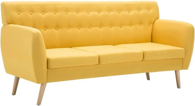 vidaXL 3-Sitzer-Sofa mit Stoffbezug in Gelb, B/T/H: 172 x 70 x 82 cm - Bild 1