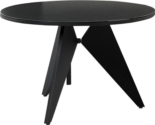 Beliani Runder Esstisch Olmetto in Schwarz mit Keramikplatte und Aluminiumgestell, Durchmesser: 110 cm, Höhe: 74 cm - Bild 1