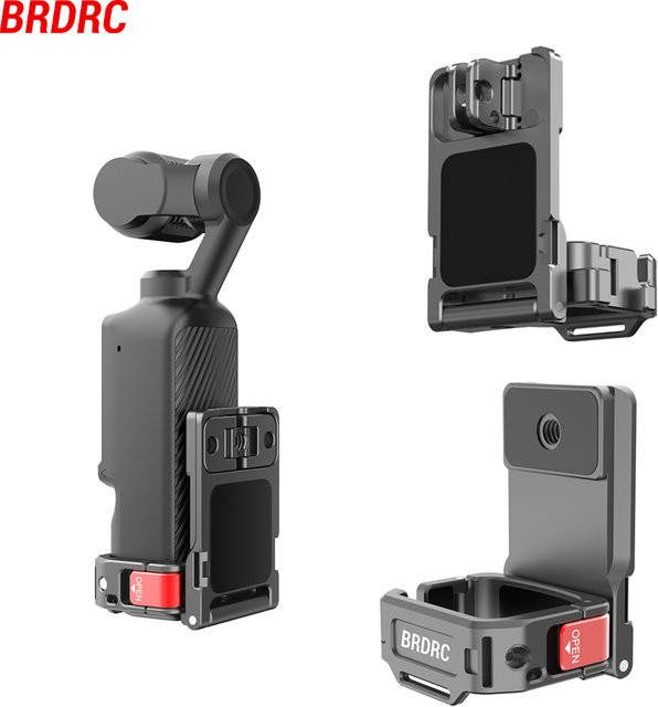 BRDRC Magnetische Halterung für DJI Pocket 3 und DJI Pocket 4, Multifunktionaler Adapterrahmen Clip und Desktop-Basis, Schwarz - Bild 1
