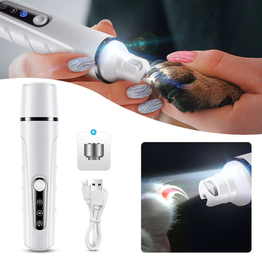 Aihogard Elektrischer Nagelschleifer für Hunde und Katzen mit LED-Licht in Weiß - Bild 3
