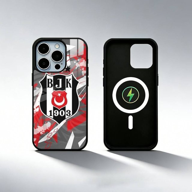 F-Fashion B-Besiktas BJK Handyhülle für iPhone 11 bis iPhone 17 Pro Max, Magnetisch für MagSafe Kabelloses Laden, Schwarz - Bild 1