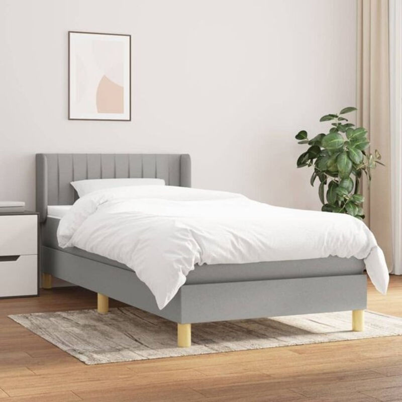 Vidaxl Boxspringbett mit Matratze aus Stoff in Grau, B/T/H: 200 x 100 x 78 cm - Bild 1