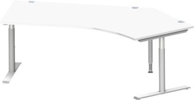 Schäfer Shop Genius Winkelschreibtisch MODENA FLEX 135 mit T-Fuß-Rundrohr, Farbe: Weiß/Weißalu, Breite: 216,5 cm - Bild 1