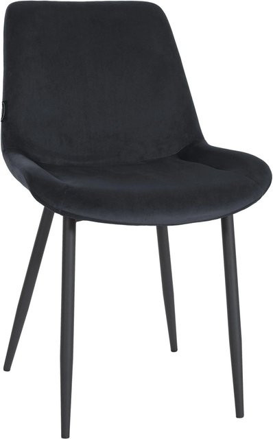 DELUKE Esszimmerstuhl WIKIL aus Samt in Schwarz mit mattem Metallgestell, B/T/H: 80 x 51 x 60 cm - Bild 1