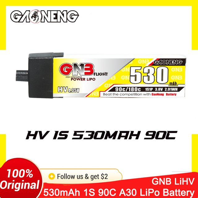 GAONENG GNB 1S LiHV LiPo-Akku 3,8 V 530 mAh 90C für 75 mm FPV-Drohnen - Bild 1