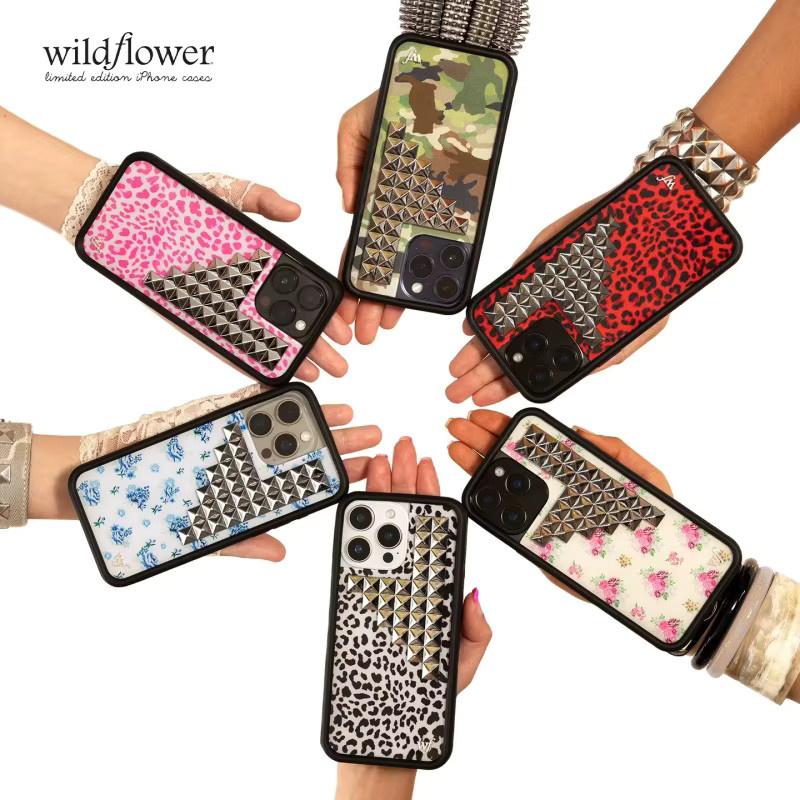 Potdemiel Wildflower 3D Handyhülle mit Silber-Vollniet und Leopard-Design für iPhone 12 bis iPhone 17 Pro Max Plus in Silber und Multicolour - Bild 2