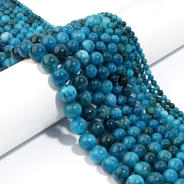 louleur Apatit-Steinperlen, blau, rund, Unisex - Bild 1