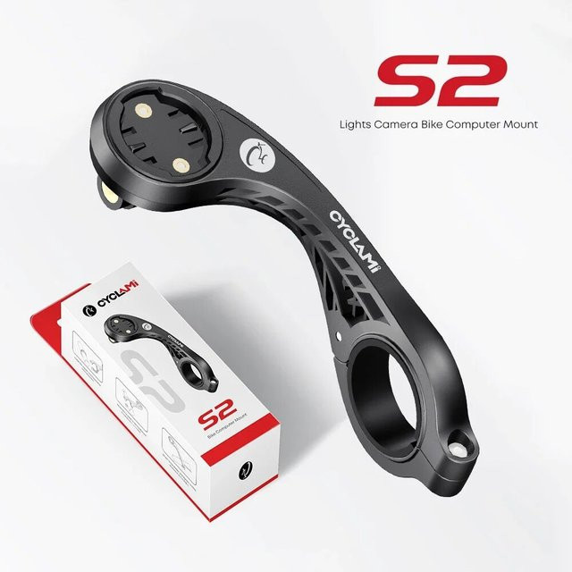 CYCLAMI S2 Fahrradcomputerhalterung in Schwarz mit GoPro Kamera Halterung für MTB und Road, kompatibel mit XOSS G G2 plus und IGPSPORT BSC100S - Bild 1