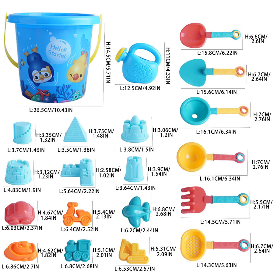 MSFTOYS Strand Spielzeug Set, 20-teiliges Set, Kunststoff, Bunt - Bild 2
