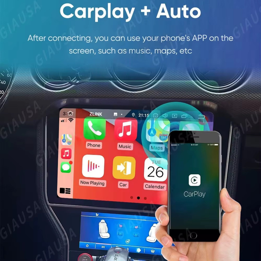 YANFU Android Carplay Radio Multimedia Stereo Player mit GPS und 10,4 Zoll IPS Display für Ford Mustang 2015-2021, Schwarz - Bild 4