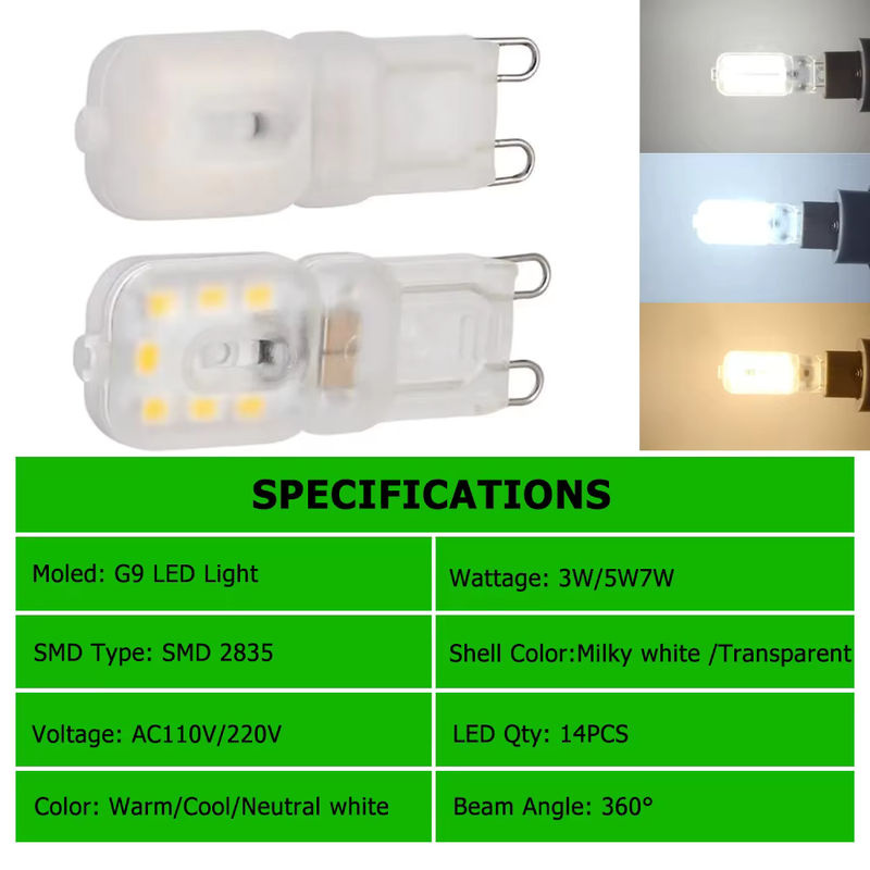YORYZENG G9 LED Lampen Set 10 Stück, dimmbar, warmweiß, SMD Technologie, transparent oder milchig weiß - Bild 3