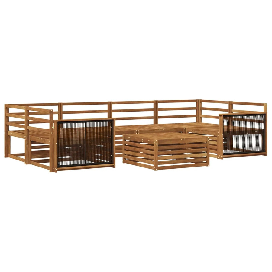vidaXL Outdoor-Sofagarnitur aus Massivholz Akazie in Natur, 7-teiliges Set in U-Form - Bild 2