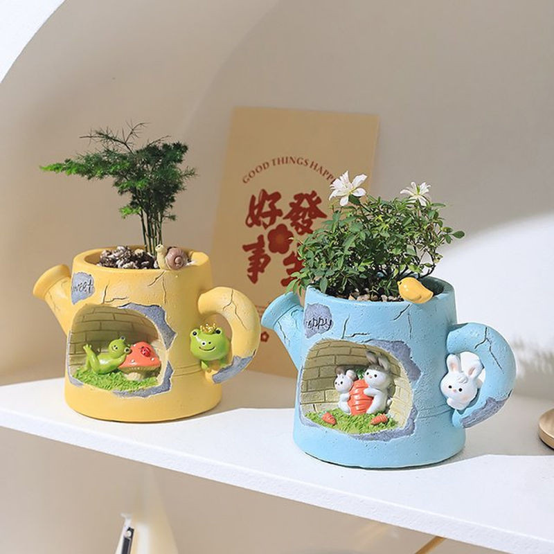Dekorative Tier-Pflanzgefäße aus Kunstharz für Sukkulenten und kleine Pflanzen, mehrfarbig, Homelike Decor Ornament für Tischdekoration und Fairy Garden - Bild 1