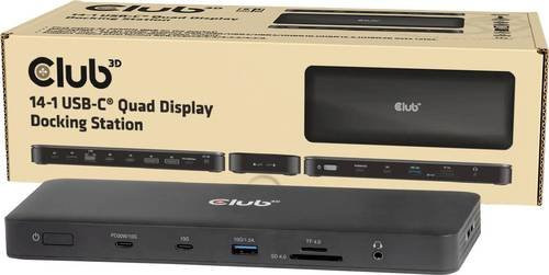 club3D USB-C Dockingstation CSV-2540 in Schwarz mit integriertem Kartenleser, HDMI, DisplayPort, Ethernet/LAN, USB-A und USB-C Power Delivery für 4K UHD - Bild 1