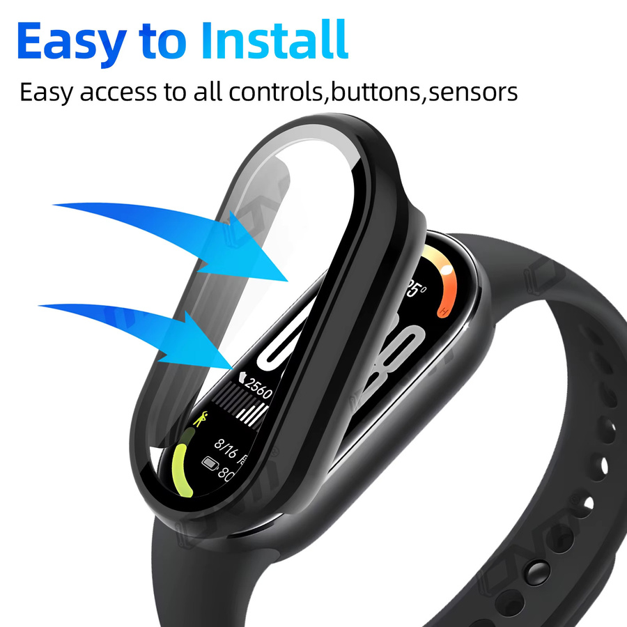 ONM Schutzset für Xiaomi Mi Band 10 mit gehärtetem Glas und harter PC-Schutzhülle in Schwarz und Grün - Bild 3