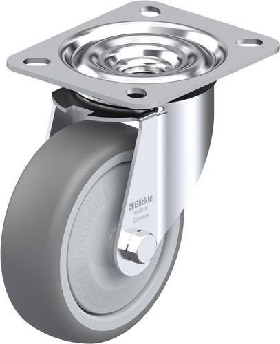 Blickle LE-TPA 102KF Lenkrolle aus Stahl und Kunststoff, Farbe: Grau/Silber, Rad-Durchmesser: 100 mm, Tragfähigkeit: 110 kg - Bild 1