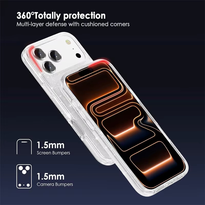 NMEGOU Glitzer Bling Soft Case Transparent für iPhone 17 Air 16E 15 14 13 12 11 Pro Max Plus - Bild 3