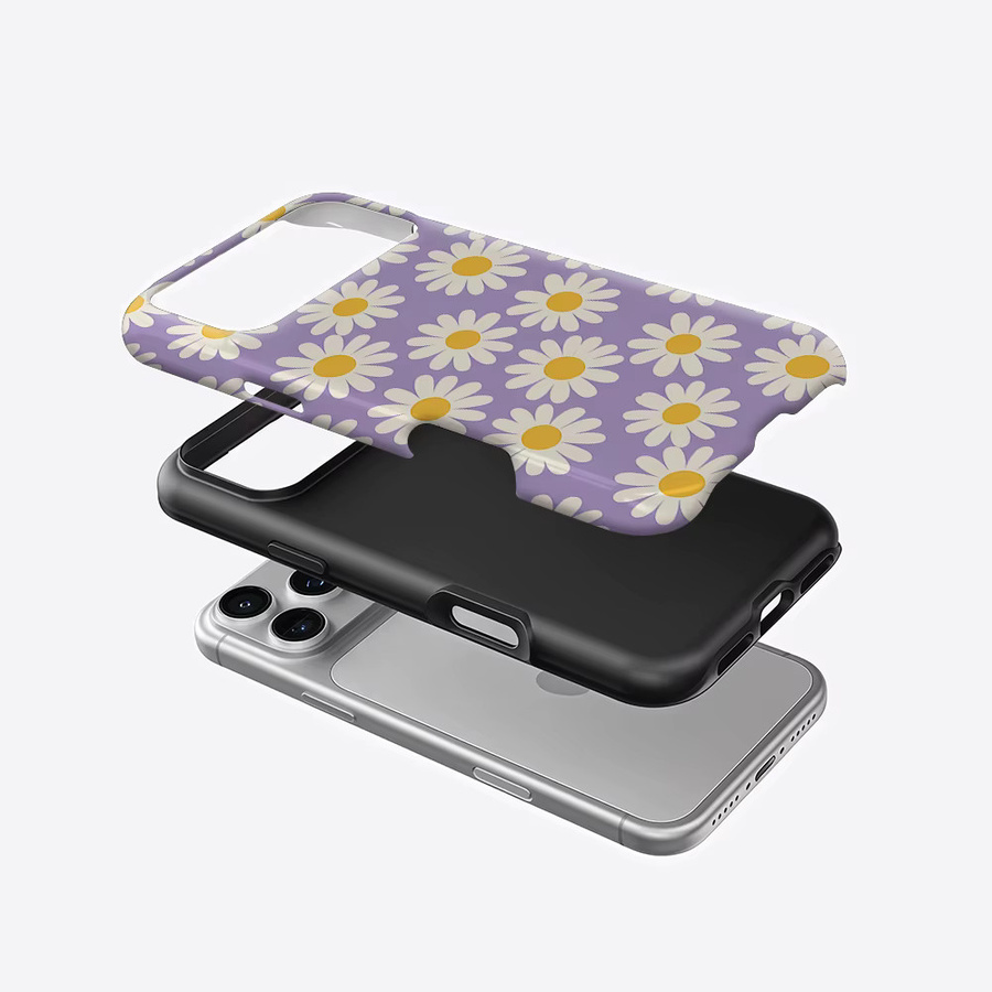 Aurea Case Matte Bumper MagSafe Schutzhülle für iPhone 14 15 16 17 Pro Max Plus Lavendel-Gänseblümchen - Bild 2