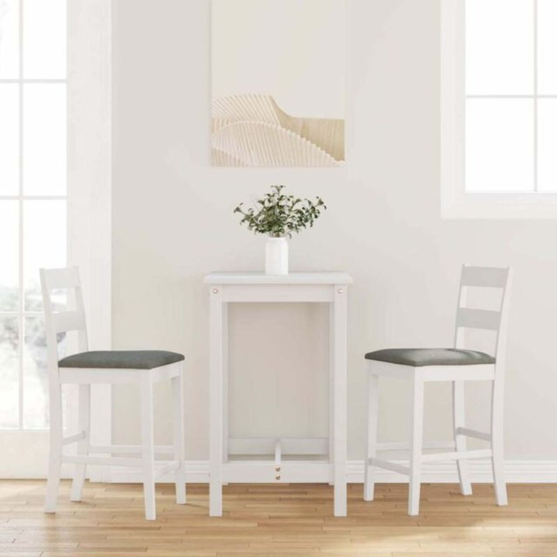 Set aus 2 Barhockern von vidaxl in Weiß und Grau aus Massivholz mit Stoffkissen im modernen Design - Bild 1