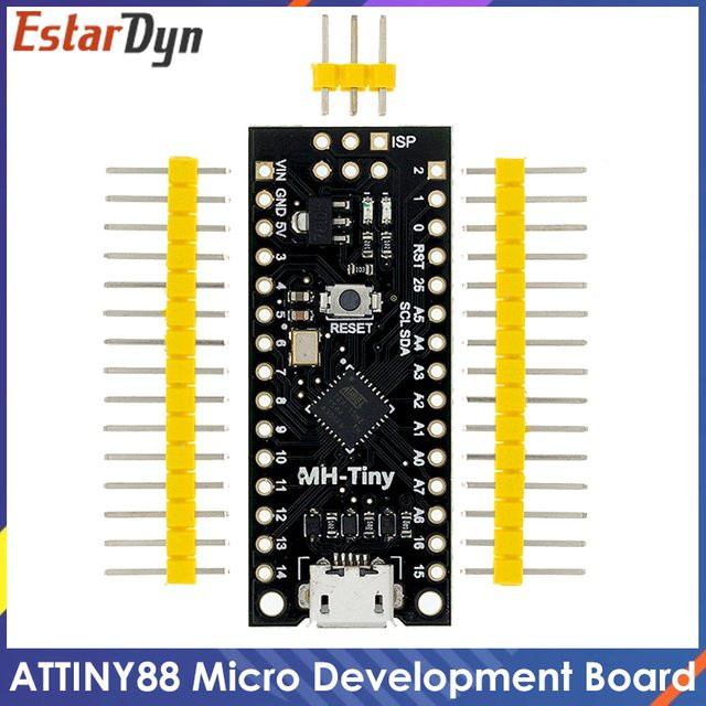 Estardyn ATTINY88 Mikro-Entwicklungsboard 16MHz in Schwarz, kompatibel mit Digispark ATTINY85 und NANO V3.0 ATmega328 - Bild 1