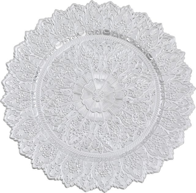 50 Stück Ladeteller Bymaocar mit Blumenmuster in Silber, 13 Zoll, rundes Acryl-Servierteller-Set - Bild 1