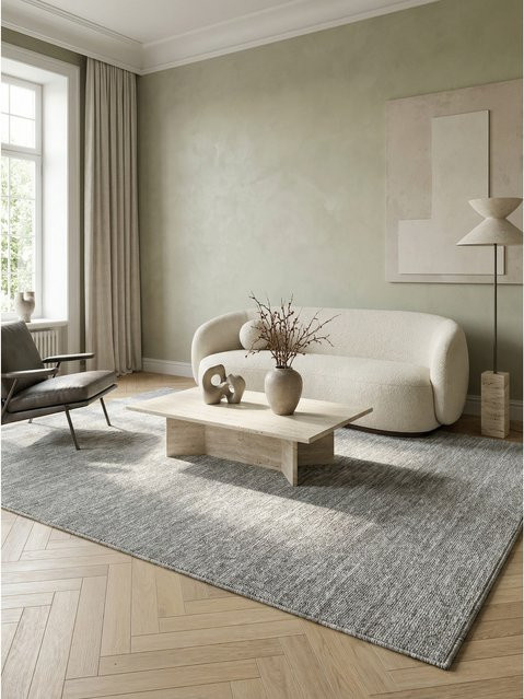 Kurzflorteppich AMMER von Kadima Design, einfarbig, Grau, Breite: 60 cm, Tiefe: 100 cm - Bild 1