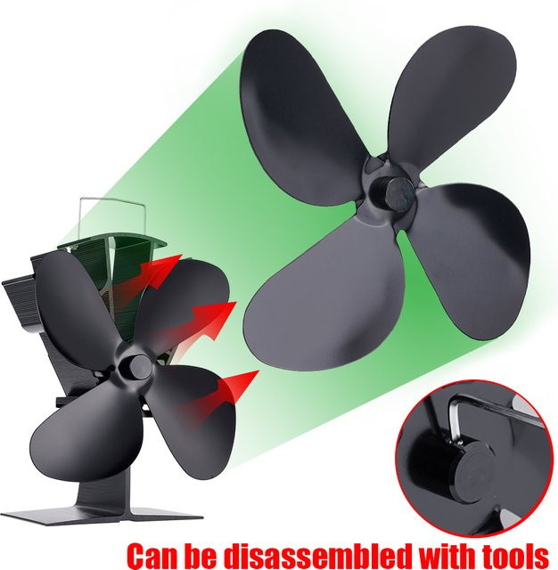 Combiubiu 4-Blatt-Kaminventilator-Ersatzflügel aus Aluminiumlegierung, geräuschloser Lüfterflügel für Kamine - Bild 1