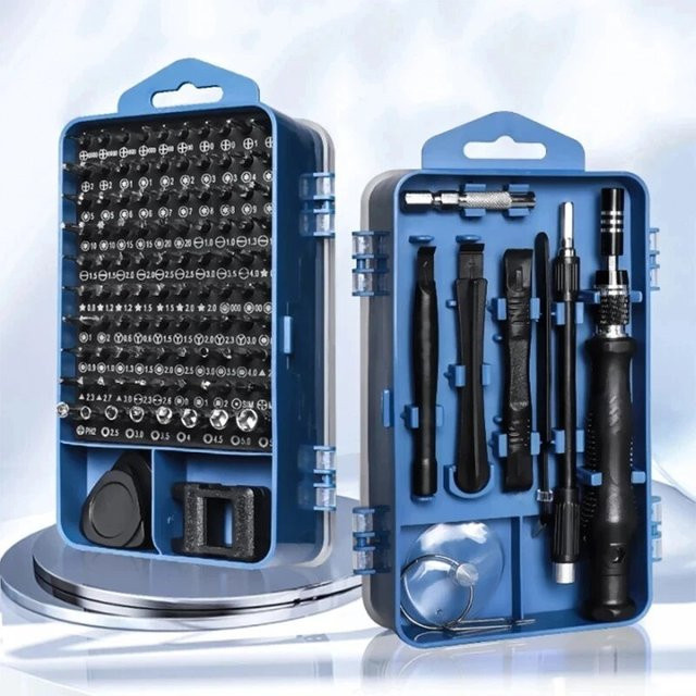 Galacok 117 in 1 Präzisions-Schraubendreher-Set mit magnetischen Torx- und Sechskant-Bits in Blau für iPhone, Xiaomi, Mac und PC - Bild 1
