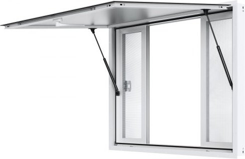 VEVOR Imbissfenster aus Aluminiumlegierung für Imbisswagen mit 4 Schiebefenstern, Markisentür und Zughaken, B/H: 122 x 91,5 cm - Bild 1