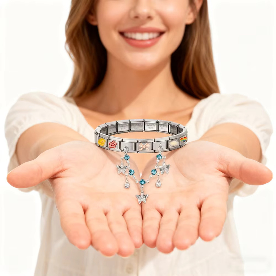 MoBuy Charm-Link, Edelstahl, Silber, Unisex - Bild 3
