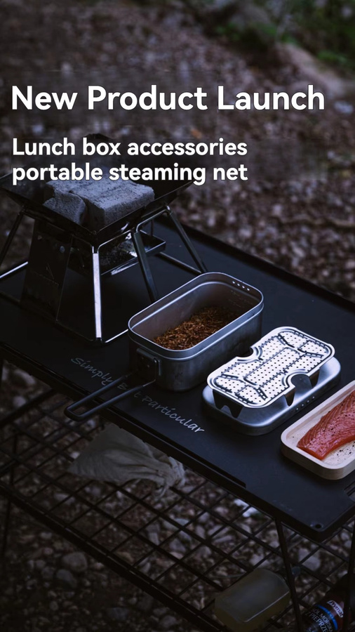 CAMPINGMOON Outdoor Camping Aluminium Lunchbox mit Edelstahl Dampfnetz und hohem Dampfblech in Silber - Bild 3
