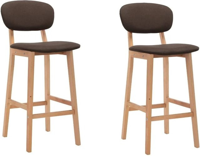 Set aus 2 vidaXL Barhockern in Braun mit Stoffbezug und Buchenholzgestell, Höhe: 110 cm, Breite: 45 cm, Tiefe: 47 cm - Bild 1