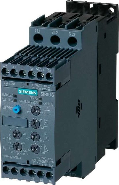 Siemens Sanftstarter 3RW4026-1BB14 in Grau, 400 V/AC, 11 kW bei 400 V, 5.5 kW bei 230 V, Nennstrom 25 A - Bild 1