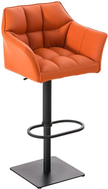 TPFLiving Barhocker Damaskus mit Armlehnen in Orange und Schwarz aus Kunstleder mit schwarzem Metallgestell, Höhe: 113 cm, Sitzhöhe: 45 cm - Bild 1