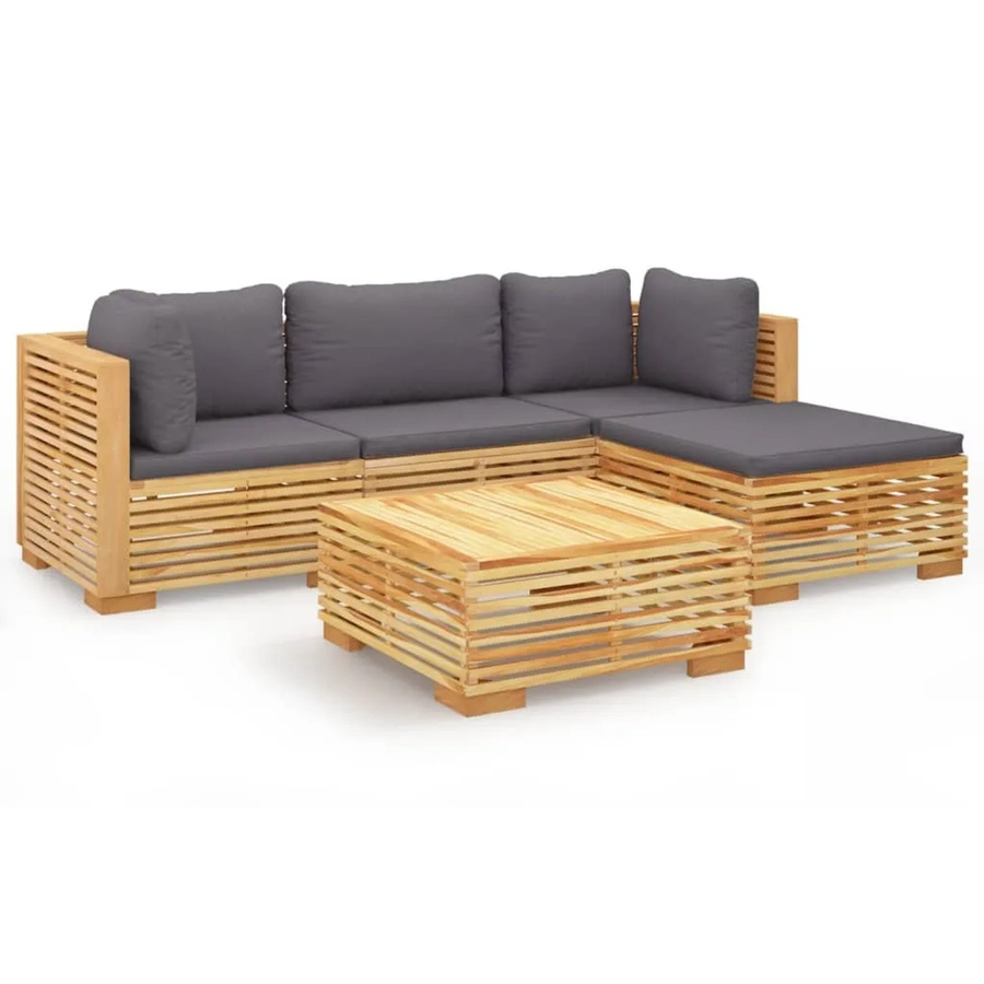 vidaXL Garten-Lounge-Set Modell 3 aus massivem Teakholz mit Kissen in Dunkelgrau - Bild 2