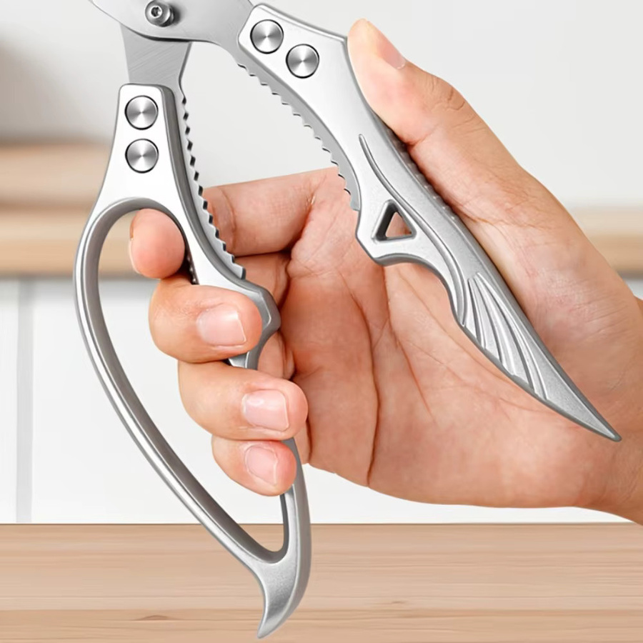 PLYS Küchenschere aus Edelstahl in Silber, robuste Mehrzweck-Geflügelschere mit Federunterstützung - Bild 2