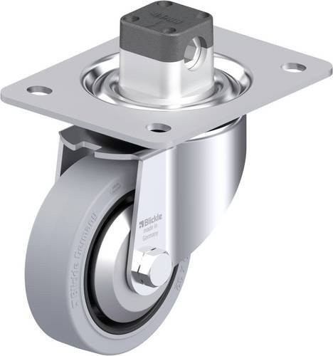Blickle Stahlblech-Lenkrolle LK-POEV 100R-3-CS11-SG-FA in Grau und Schwarz mit 100 mm Rad-Durchmesser und einer Tragfähigkeit von 200 kg - Bild 1