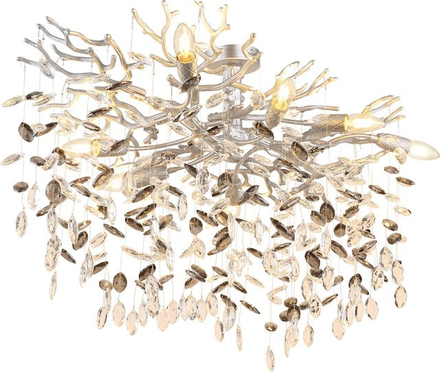 Globo Lighting Deckenleuchte QUEENA modern aus Glas und Metall mit Kristall-Elementen, verstellbar, E14 - Bild 1