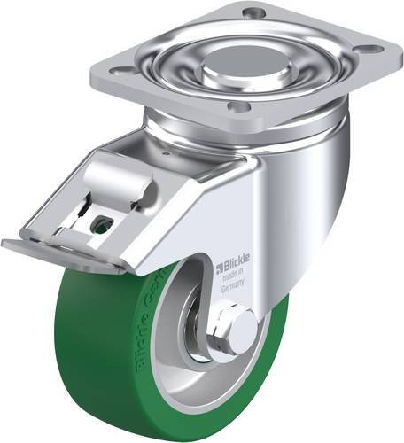 Blickle Lenkrolle 606012 LH-ALST 100K-1-FI mit Feststeller in Grün und Silber, Rad-Durchmesser: 100 mm, Tragfähigkeit: 320 kg - Bild 1