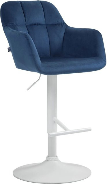 DELUKE Barhocker TUBEL Barstuhl aus Samt in Blau, höhenverstellbar, drehbar mit Lehne, B/T/H: 57 x 59 x 97 cm - Bild 1