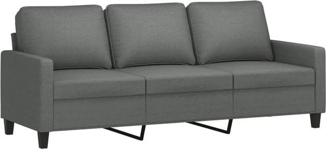 vidaXL 3-Sitzer-Sofa Modernes Polstersofa in Grau mit Stoffbezug und Metallrahmen, Breite: 198 cm, Tiefe: 80 cm, Höhe: 77 cm - Bild 1