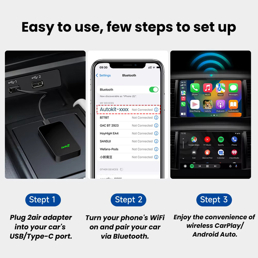 CarlinKit 5.0 2Air Wireless CarPlay und Android Auto Adapter in Schwarz mit Wi-Fi und Bluetooth - Bild 6