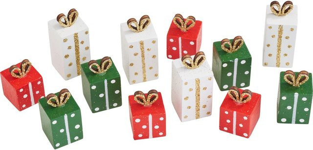 VBS Mini-Holzgeschenke 12er-Set für Advent und Weihnachten in Rot, Grün und Weiß - Bild 1