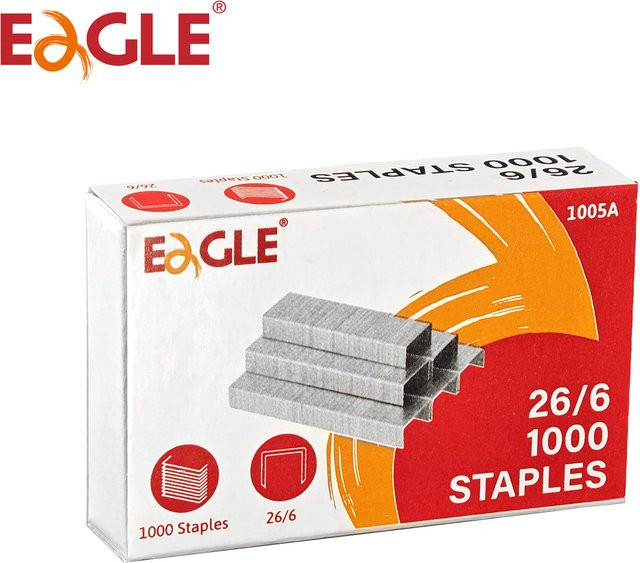 Eagle Heftklammern Nr. 26/6 mit 1/4-Zoll-Bein, 3000 Stück (3 Boxen à 1000 Stück), aus Stahl - Bild 1