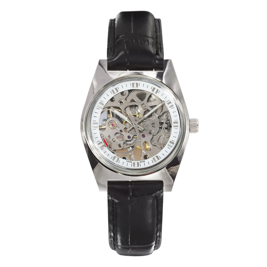 HEIMDALLR Armbanduhr, Handaufzug, Edelstahl, Silber, Leder, Herren - Bild 7